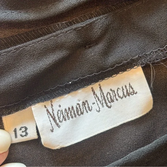 VINTAGE NEIMAN MARCUS Women’s Sheer‎ Black Long Sleeve Peplum Beaded Blouse Sz 4 - Picture 12 of 16